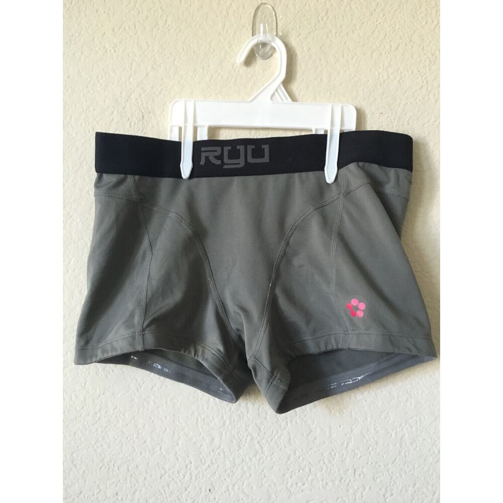 RYU Gunmetal Tanto Performance Compression Slip Grip MMA Womens Shorts Size M